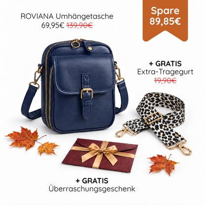 HERBSTBEGINN-AKTION – ROVIANA Umhängetasche + GRATIS Extra-Tragegurt + Überraschungsgeschenk