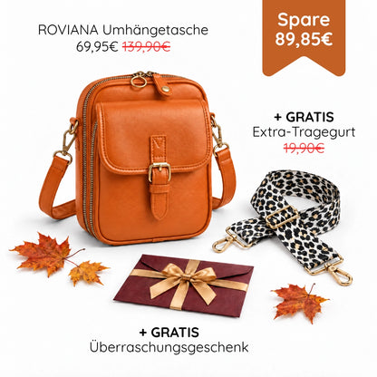 HERBSTBEGINN-AKTION – ROVIANA Umhängetasche + GRATIS Extra-Tragegurt + Überraschungsgeschenk