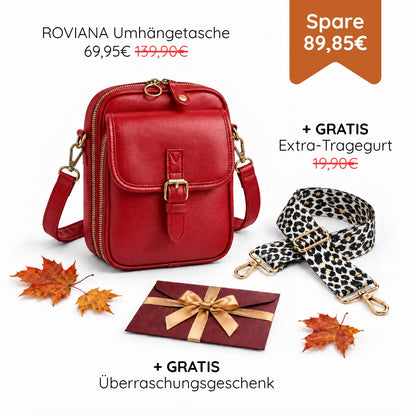 HERBSTBEGINN-AKTION – ROVIANA Umhängetasche + GRATIS Extra-Tragegurt + Überraschungsgeschenk
